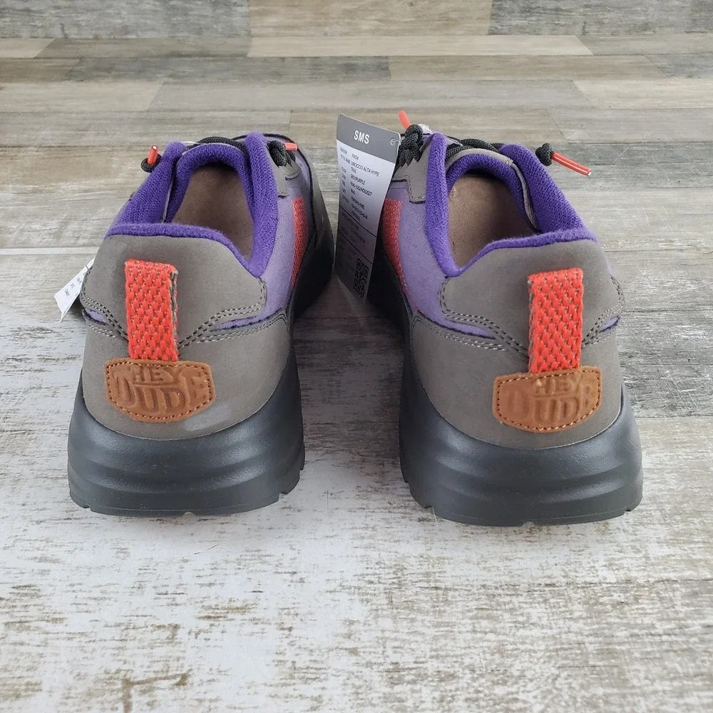 Hey Dude Sirocco Alta Hype Trail Mens Loafer Shoes Sz 9 Gray Purple Round Toe